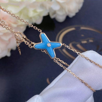 [Zalyn]JEUX BRACELET TURQUOISE ROSE GOLD 1 DIAMOND