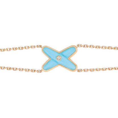 [Zalyn]JEUX BRACELET TURQUOISE ROSE GOLD 1 DIAMOND