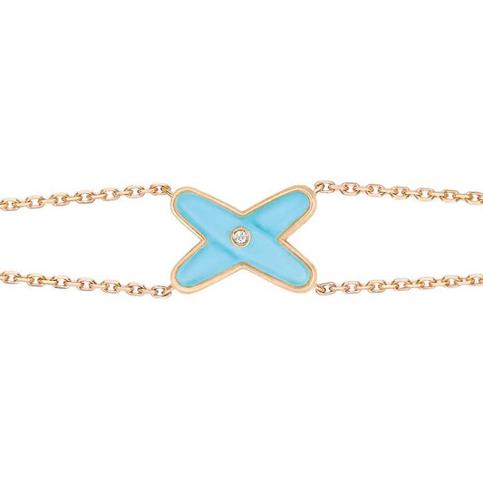 [Zalyn]JEUX BRACELET TURQUOISE ROSE GOLD 1 DIAMOND