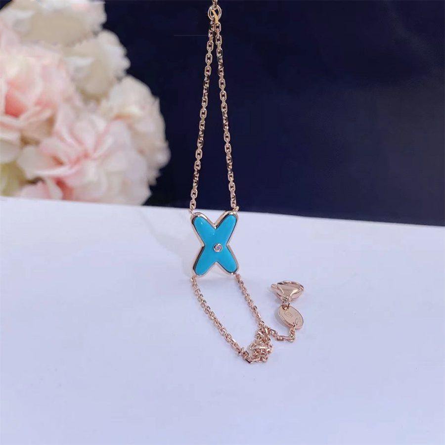 [Zalyn]JEUX BRACELET TURQUOISE ROSE GOLD 1 DIAMOND