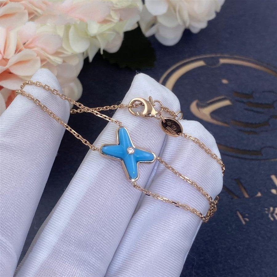 [Zalyn]JEUX BRACELET TURQUOISE ROSE GOLD 1 DIAMOND