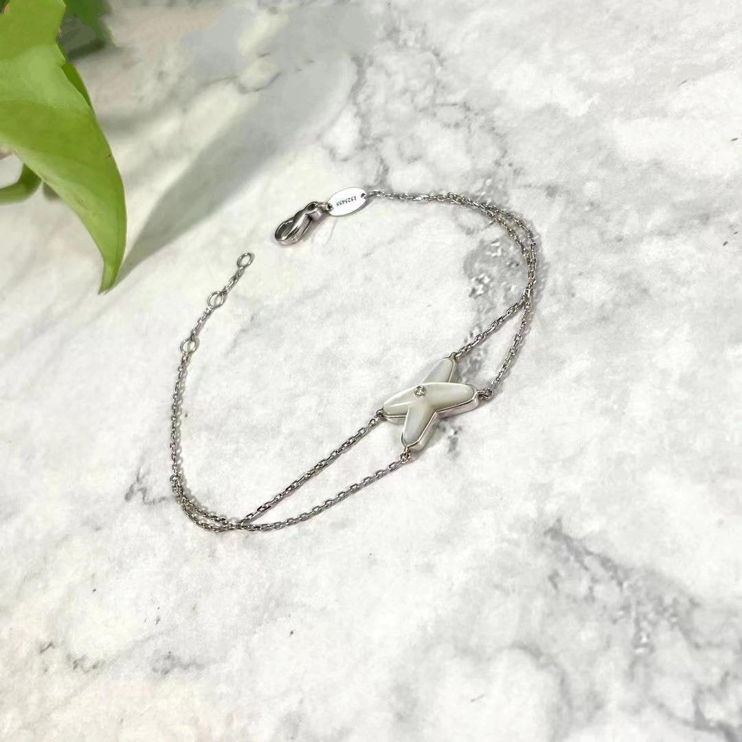 [Zalyn]JEUX BRACELET WHITE MOP SILVER 1 DIAMOND
