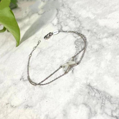 [Zalyn]JEUX BRACELET WHITE MOP SILVER 1 DIAMOND