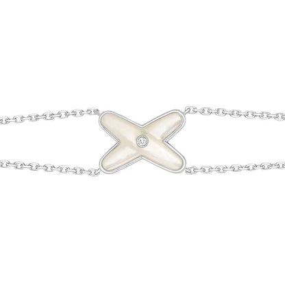 [Zalyn]JEUX BRACELET WHITE MOP SILVER 1 DIAMOND