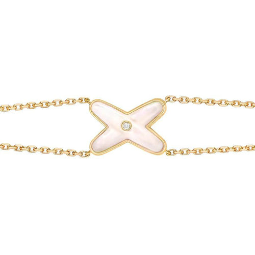 [Zalyn]JEUX BRACELET WHITE MOP GOLD 1 DIAMOND