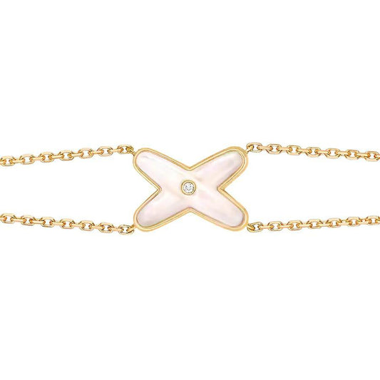 [Zalyn]JEUX BRACELET WHITE MOP GOLD 1 DIAMOND
