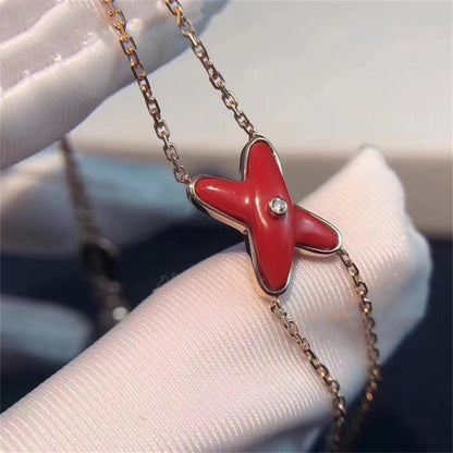 [Zalyn]JEUX BRACELET CARNELIAN ROSE GOLD 1 DIAMOND