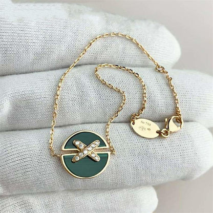 [Zalyn]JEUX DE BRACELET MALACHITE ROSE GOLD DIAMONDS