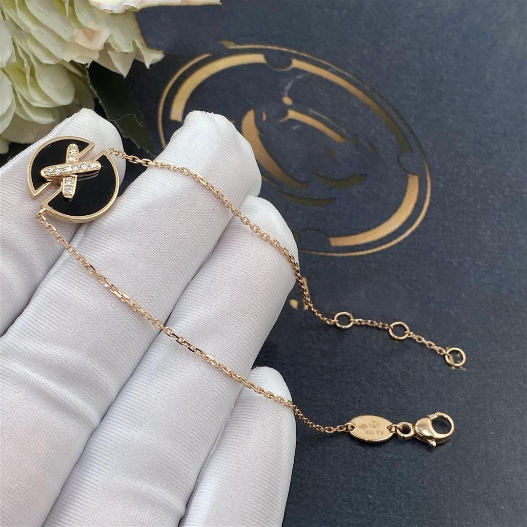[Zalyn]JEUX DE BRACELET ONYX ROSE GOLD DIAMOND