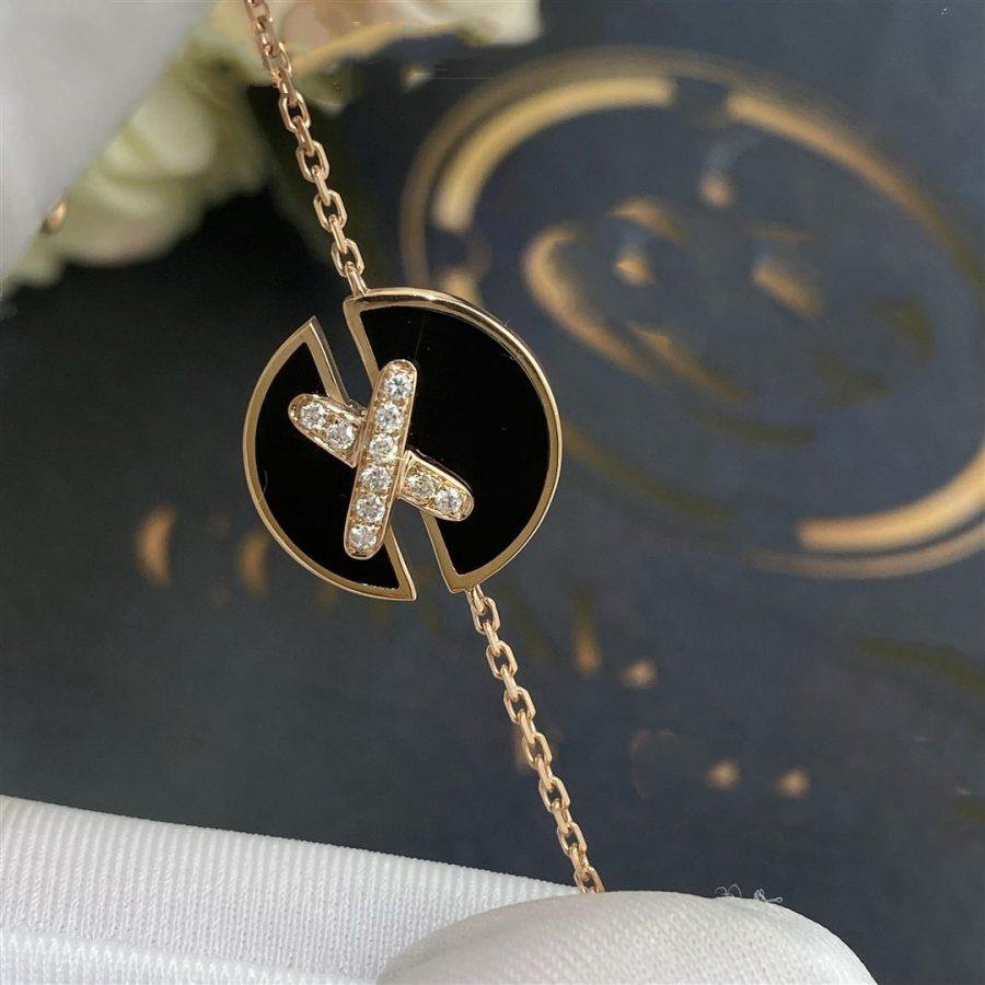 [Zalyn]JEUX DE BRACELET ONYX ROSE GOLD DIAMOND