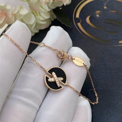 [Zalyn]JEUX DE BRACELET ONYX ROSE GOLD DIAMOND