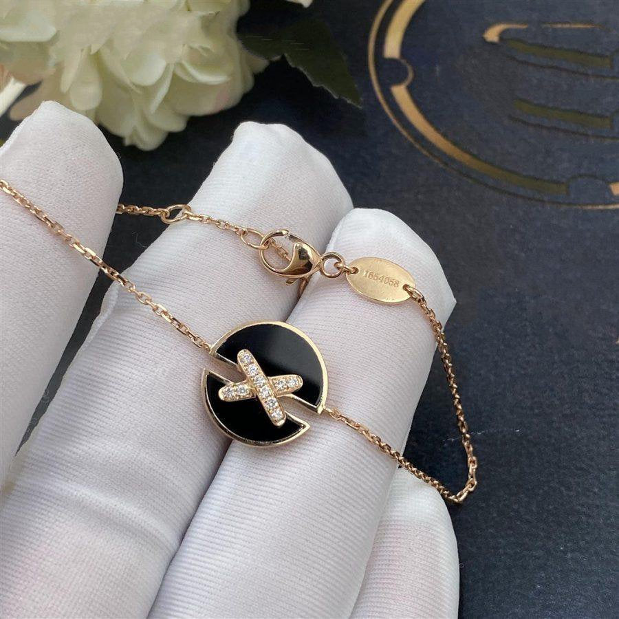 [Zalyn]JEUX DE BRACELET ONYX ROSE GOLD DIAMOND