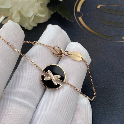 [Zalyn]JEUX DE BRACELET ONYX ROSE GOLD DIAMOND