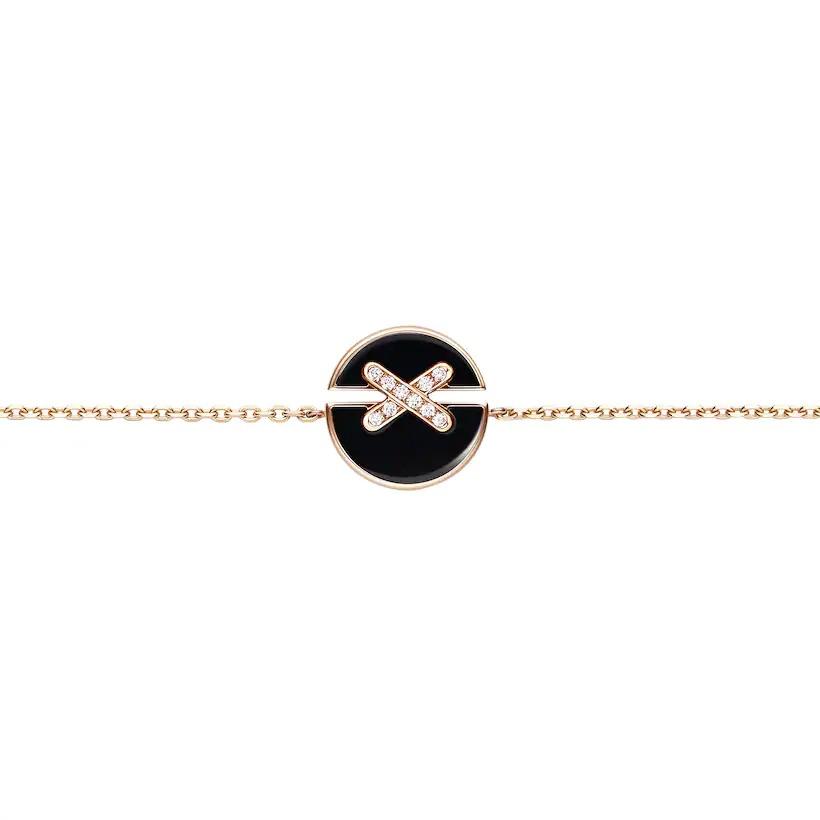 [Zalyn]JEUX DE BRACELET ONYX ROSE GOLD DIAMOND