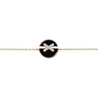 [Zalyn]JEUX DE BRACELET ONYX ROSE GOLD DIAMOND