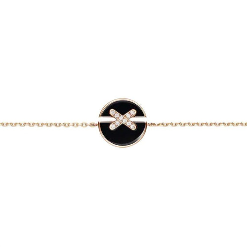 [Zalyn]JEUX DE BRACELET ONYX ROSE GOLD DIAMOND