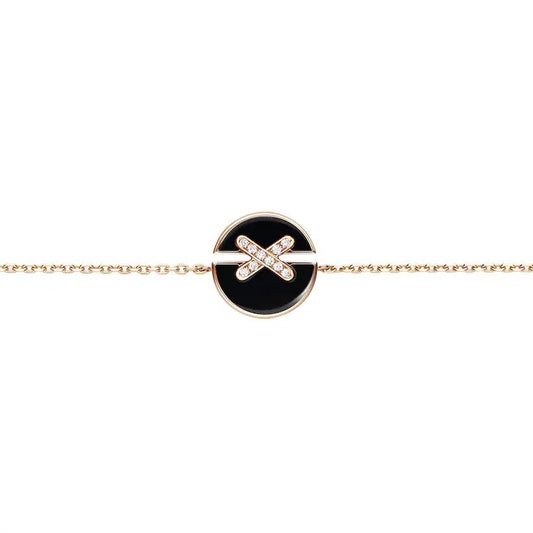 [Zalyn]JEUX DE BRACELET ONYX ROSE GOLD DIAMOND