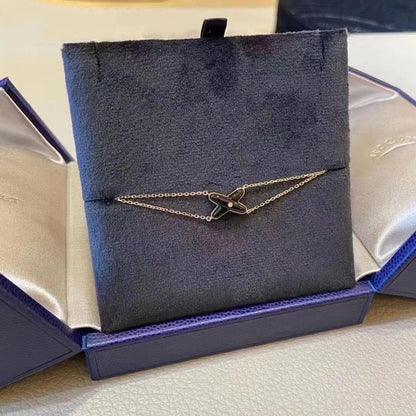 [Zalyn]JEUX BRACELET ONYX ROSE GOLD 1 DIAMOND