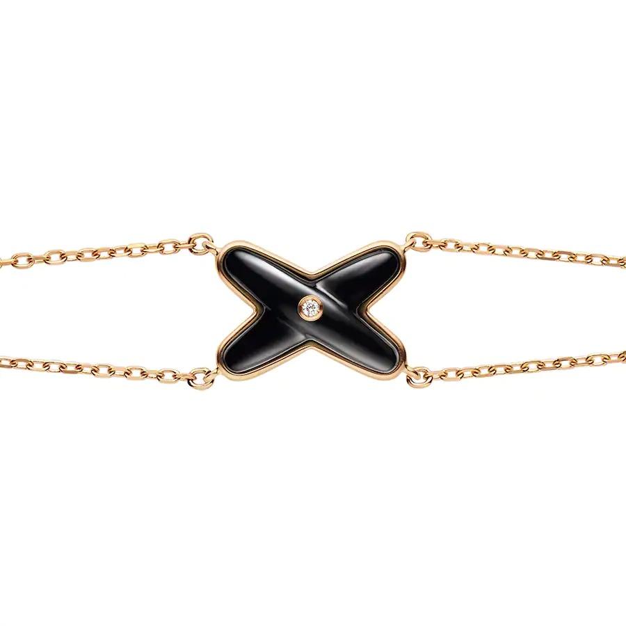 [Zalyn]JEUX BRACELET ONYX ROSE GOLD 1 DIAMOND