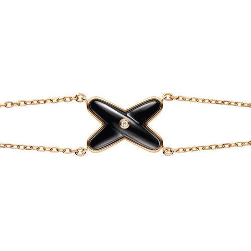 [Zalyn]JEUX BRACELET ONYX ROSE GOLD 1 DIAMOND