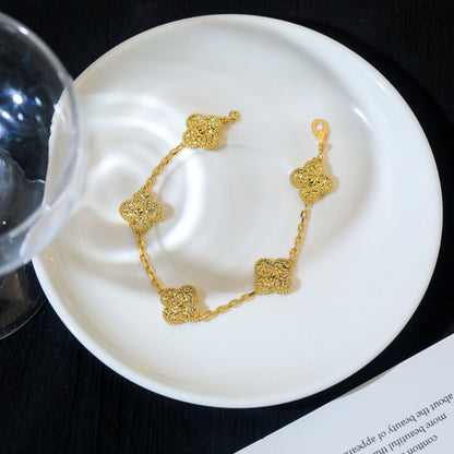 [Zalyn]LUCKY CLOVER 5-MOTIF BRACELET - BRONZING