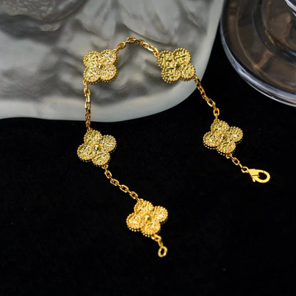 [Zalyn]LUCKY CLOVER 5-MOTIF BRACELET - BRONZING