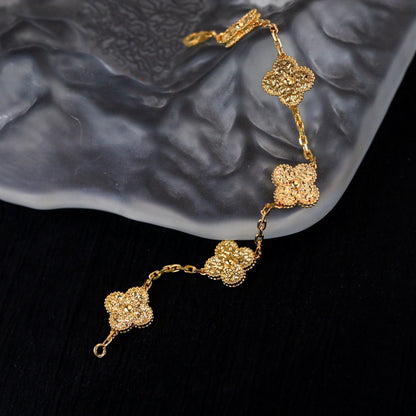 [Zalyn]LUCKY CLOVER 5-MOTIF BRACELET - BRONZING