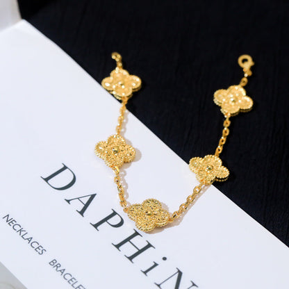 [Zalyn]LUCKY CLOVER 5-MOTIF BRACELET - BRONZING
