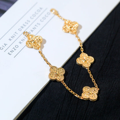 [Zalyn]LUCKY CLOVER 5-MOTIF BRACELET - BRONZING
