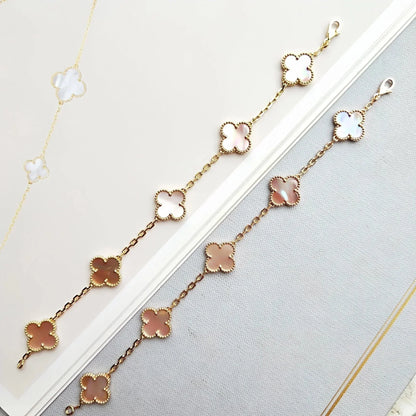 [Zalyn]LUCKY CLOVER 5-MOTIF BRACELET - PINK MOTHER-OF-PEARL COLLECTION
