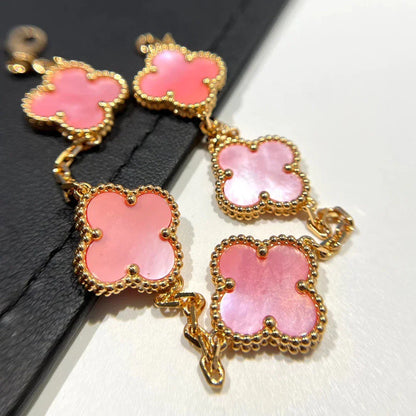 [Zalyn]LUCKY CLOVER 5-MOTIF BRACELET - PINK MOTHER-OF-PEARL COLLECTION
