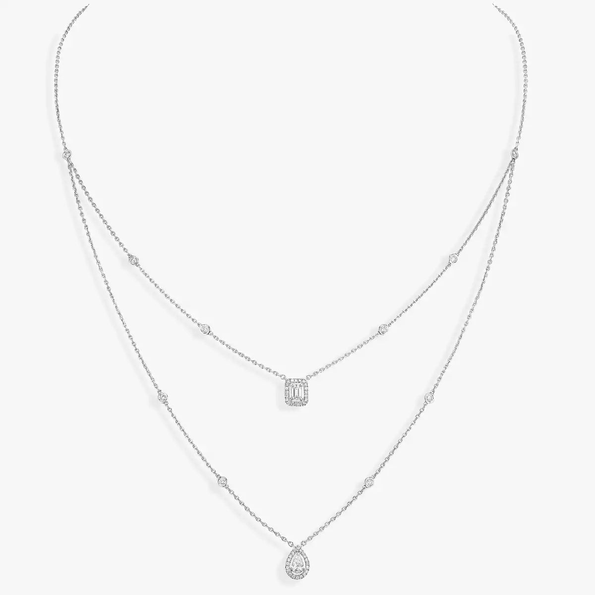 [Zalyn]MY TWIN 2-ROW DIAMOND NECKLACE
