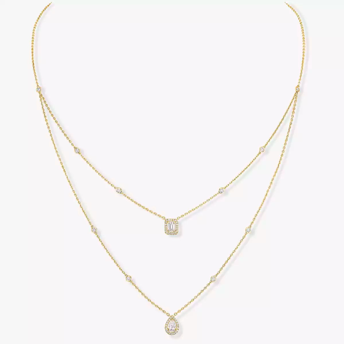 [Zalyn]MY TWIN 2-ROW DIAMOND NECKLACE
