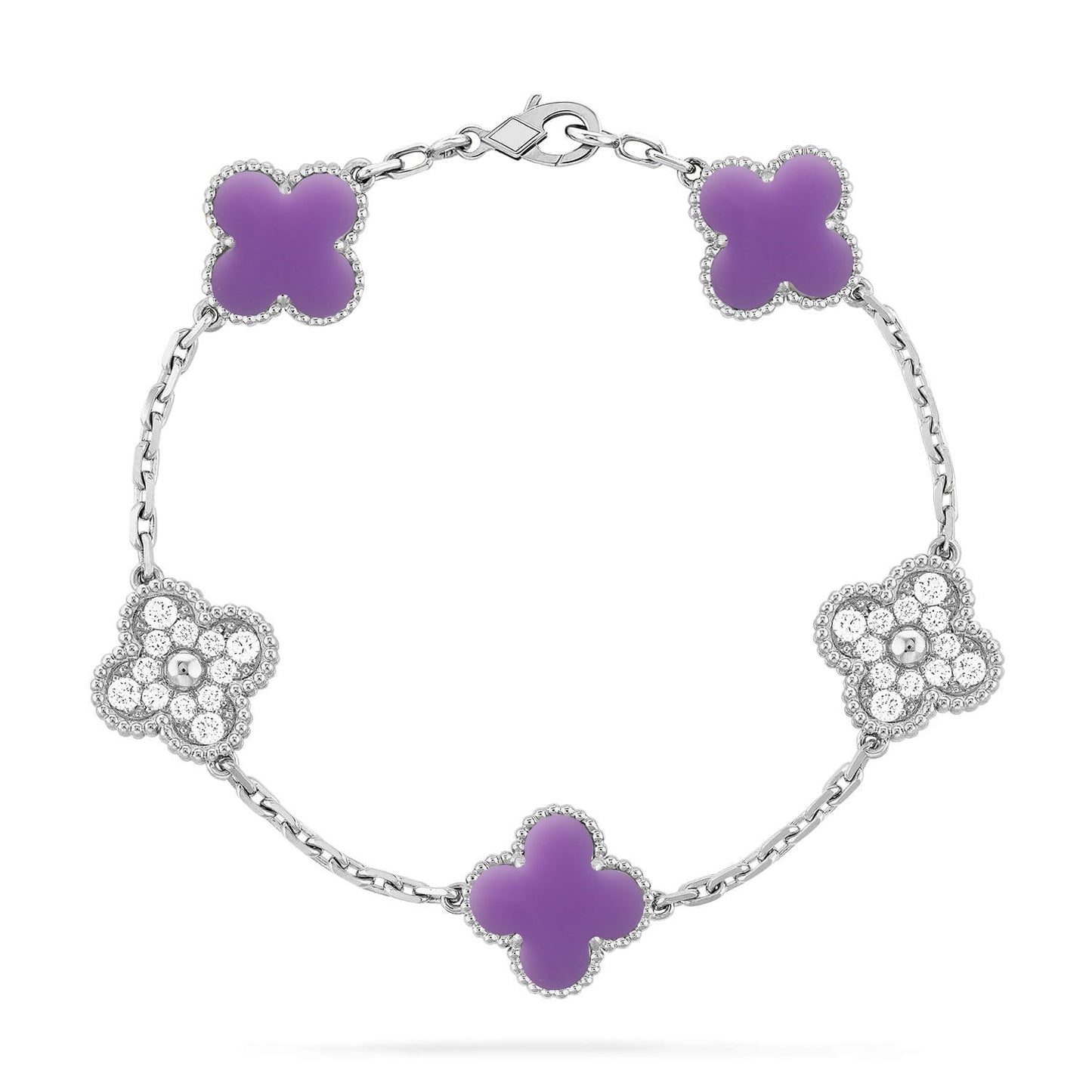 [Zalyn]LUCKY CLOVER 5-MOTIF BRACELET - LAVENDER COLLECTION