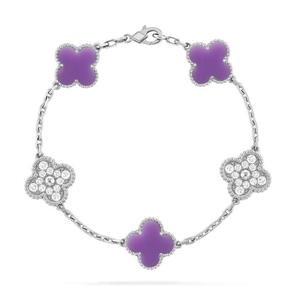 [Zalyn]LUCKY CLOVER 5-MOTIF BRACELET - LAVENDER COLLECTION