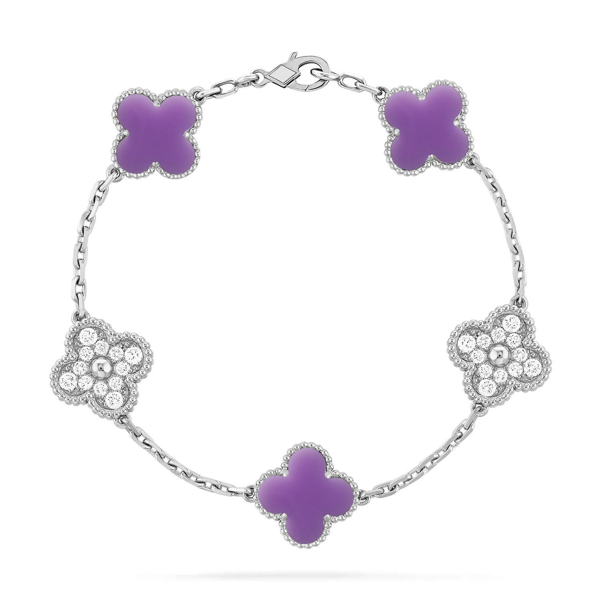 [Zalyn Jewelry ]CLOVER 5 MOTIF LIGHT PURPLE BRACELET COLLECTION