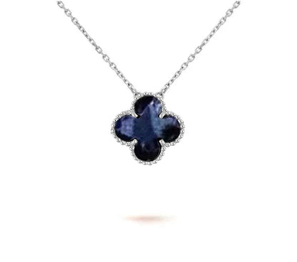 [Zalyn]15MM CLOVER FLOWER PENDANT NECKLACE WHITE GOLD COLLECTION