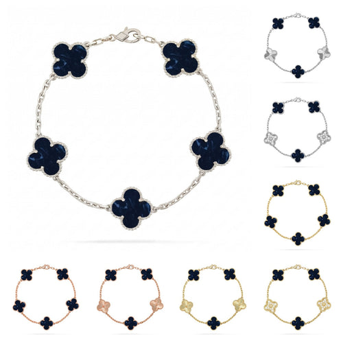 [Zalyn]LUCKY CLOVER 5-MOTIF BRACELET - PIETERSITE COLLECTION