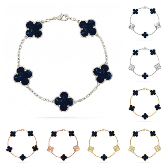 [Zalyn]LUCKY CLOVER 5-MOTIF BRACELET - PIETERSITE COLLECTION