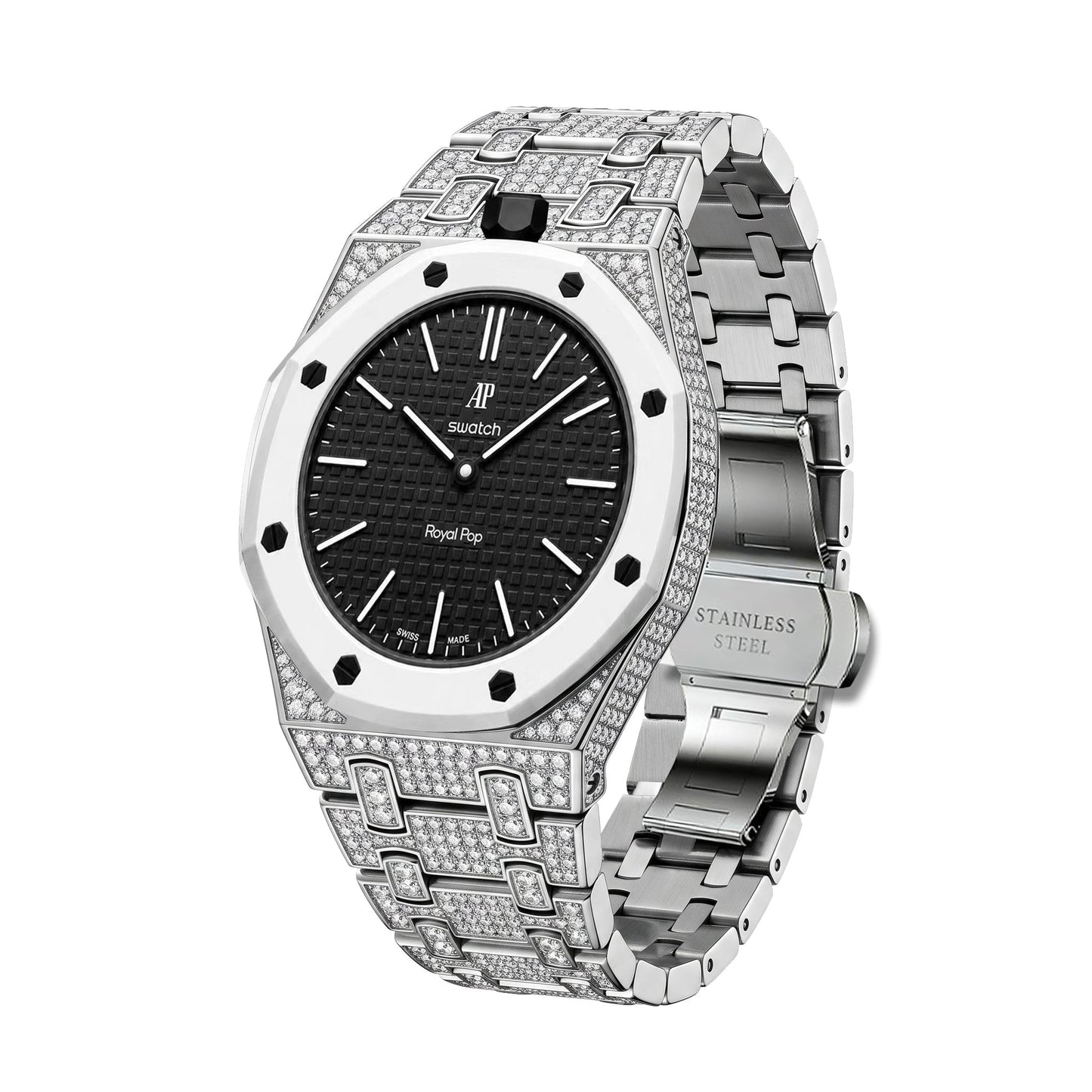 [Zalyn]Royal Oak Pop Exclusive Bioceramic Case & Bioceramic Strap Full Diamond