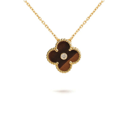 [Zalyn]15MM CLOVER FLOWER DIAMOND PENDANT NECKLACE COLLECTION