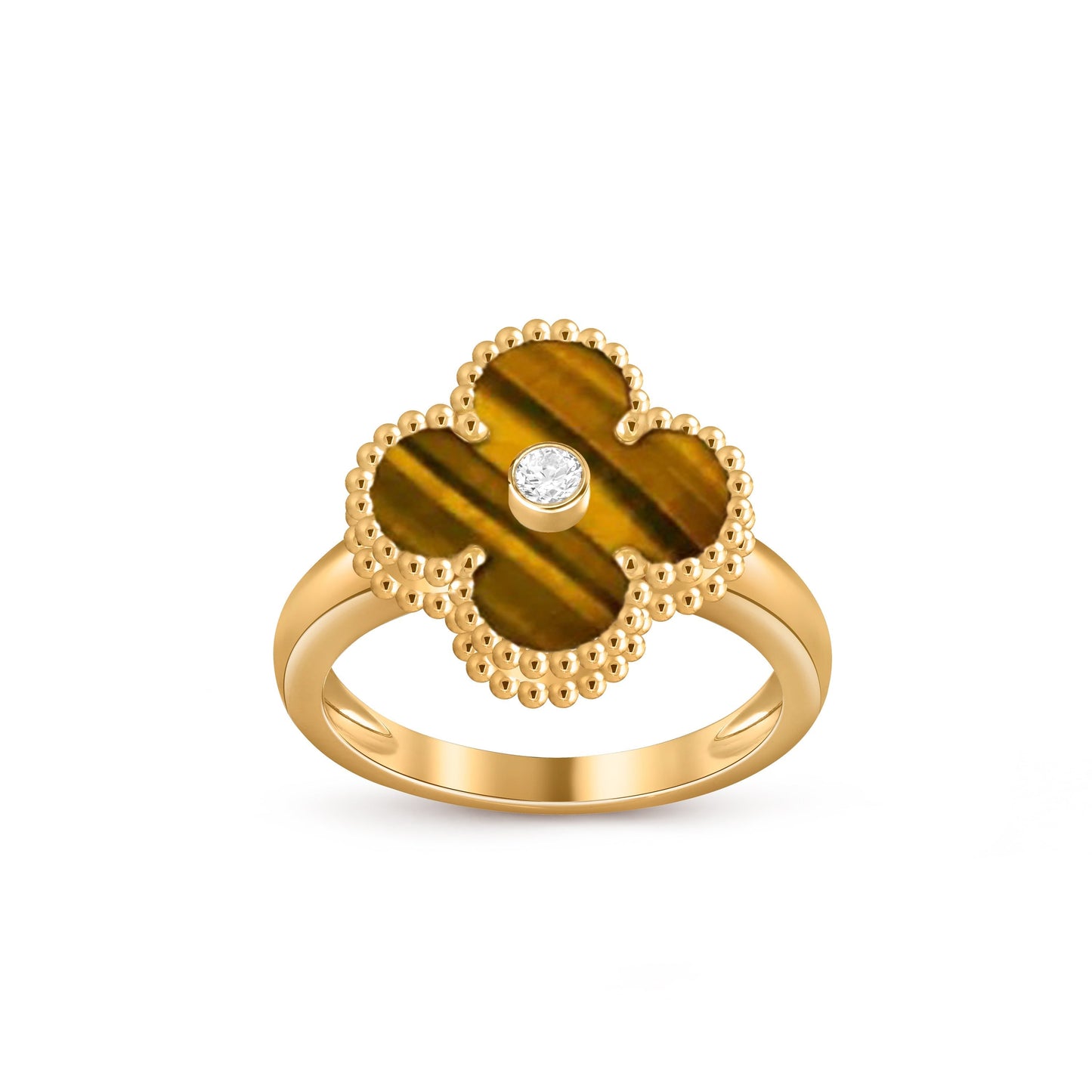 [Zalyn]LUCKY CLOVER DIAMOND-ACCENT GOLD RING COLLECTION