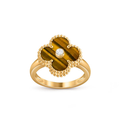 [Zalyn]LUCKY CLOVER DIAMOND-ACCENT GOLD RING COLLECTION