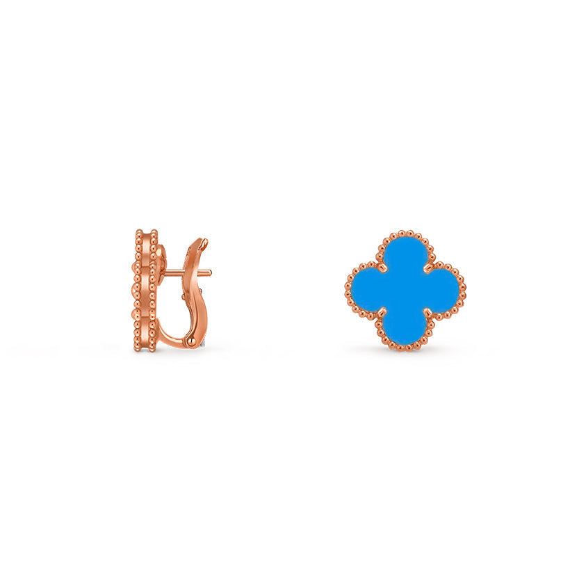 [Zalyn]15MM CLOVER FLOWER STUD EARRINGS ROSE GOLD COLLECTION