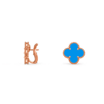 [Zalyn]15MM CLOVER FLOWER STUD EARRINGS ROSE GOLD COLLECTION