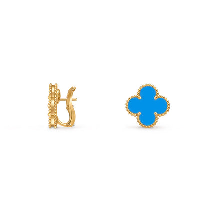 [Zalyn]15MM CLOVER FLOWER STUD EARRINGS GOLD COLLECTION