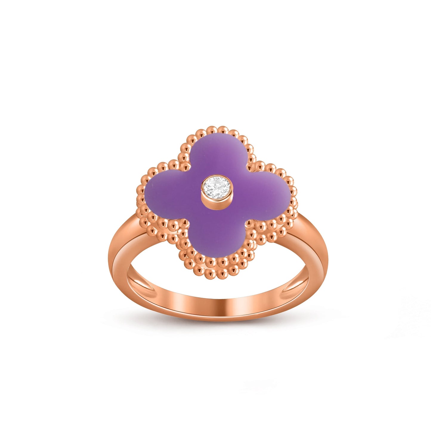 [Zalyn]LUCKY CLOVER DIAMOND-ACCENT ROSE GOLD RING COLLECTION