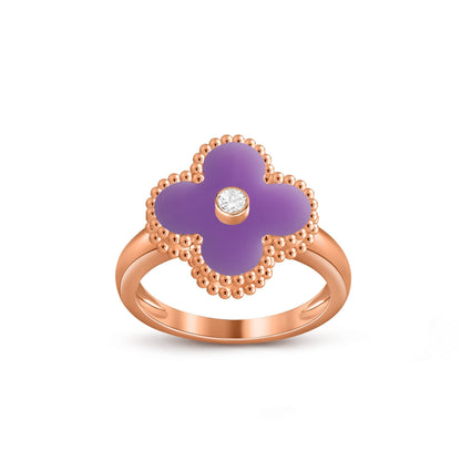 [Zalyn]LUCKY CLOVER DIAMOND-ACCENT ROSE GOLD RING COLLECTION