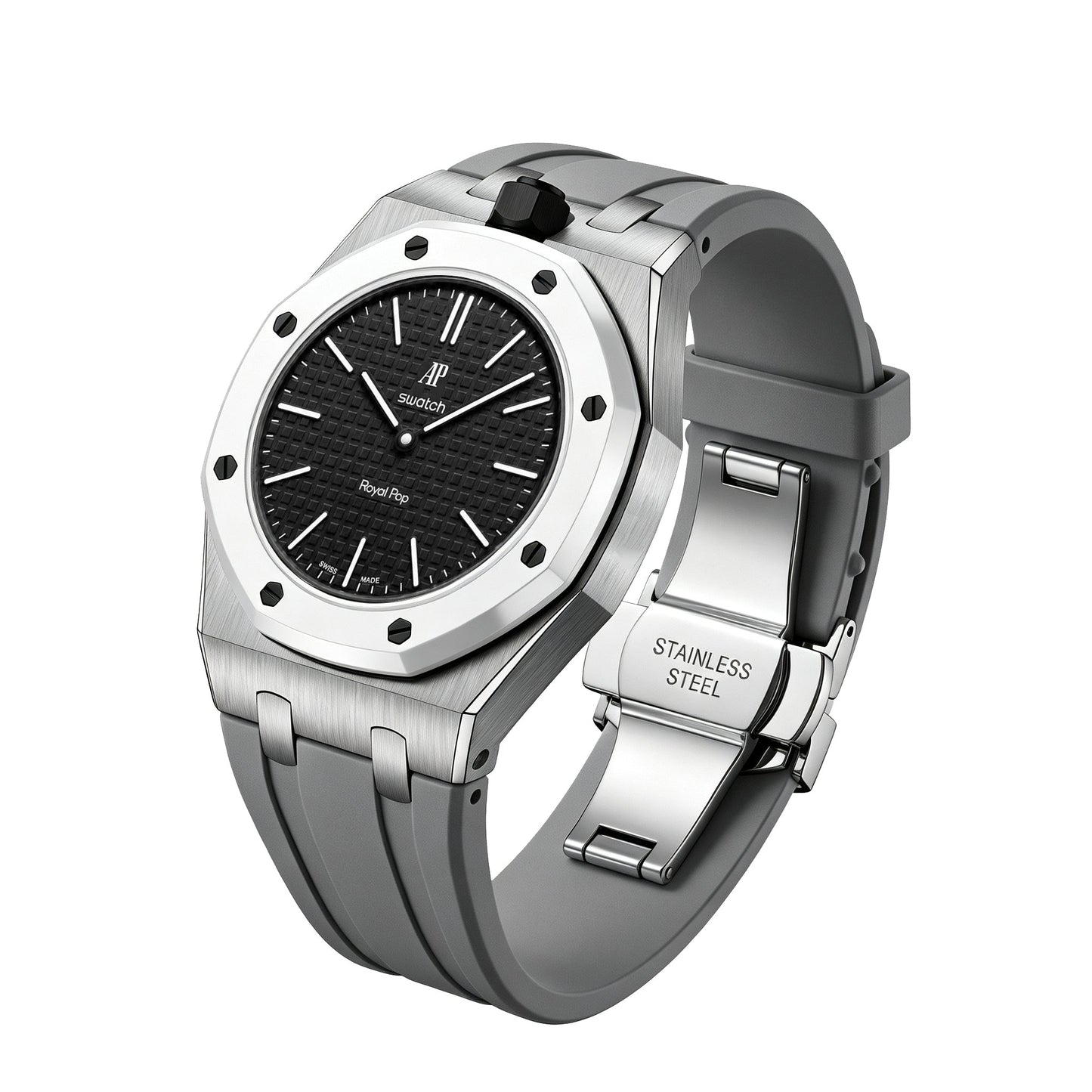 [Zalyn]Royal Oak Pop Exclusive Steel Case & Silicone Strap With Cradle