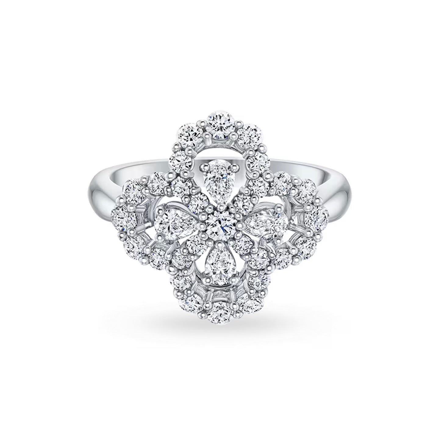 [Zalyn]LOOP RING FULL MOTIF DIAMOND 16MM SILVE